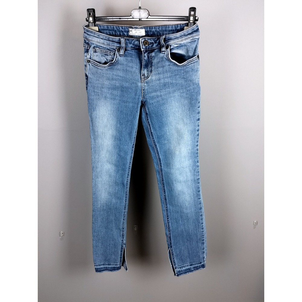 Free People Skinny Jeans Women 27 Blue Medium Wash Side Slit Denim